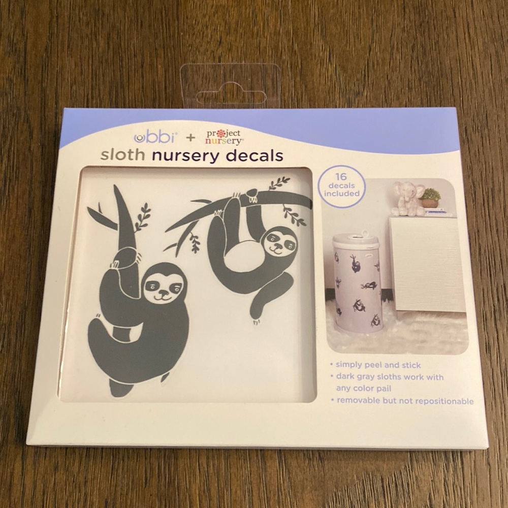 NWOT Ubbi + Project Nursery - Sloth Nursery Decals